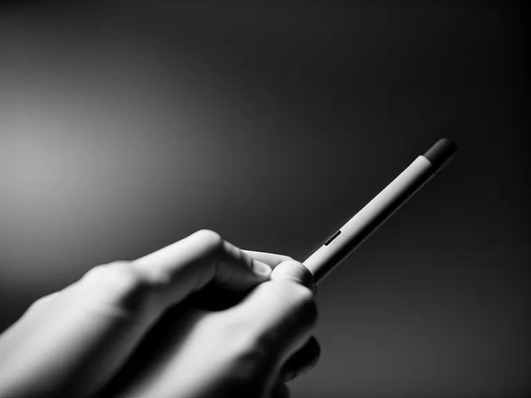 Close-up of an artist's hand hovering over a digital tablet with gray static.